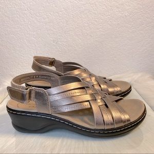 Clarks Metallic Rose Gold Strappy Sandals
